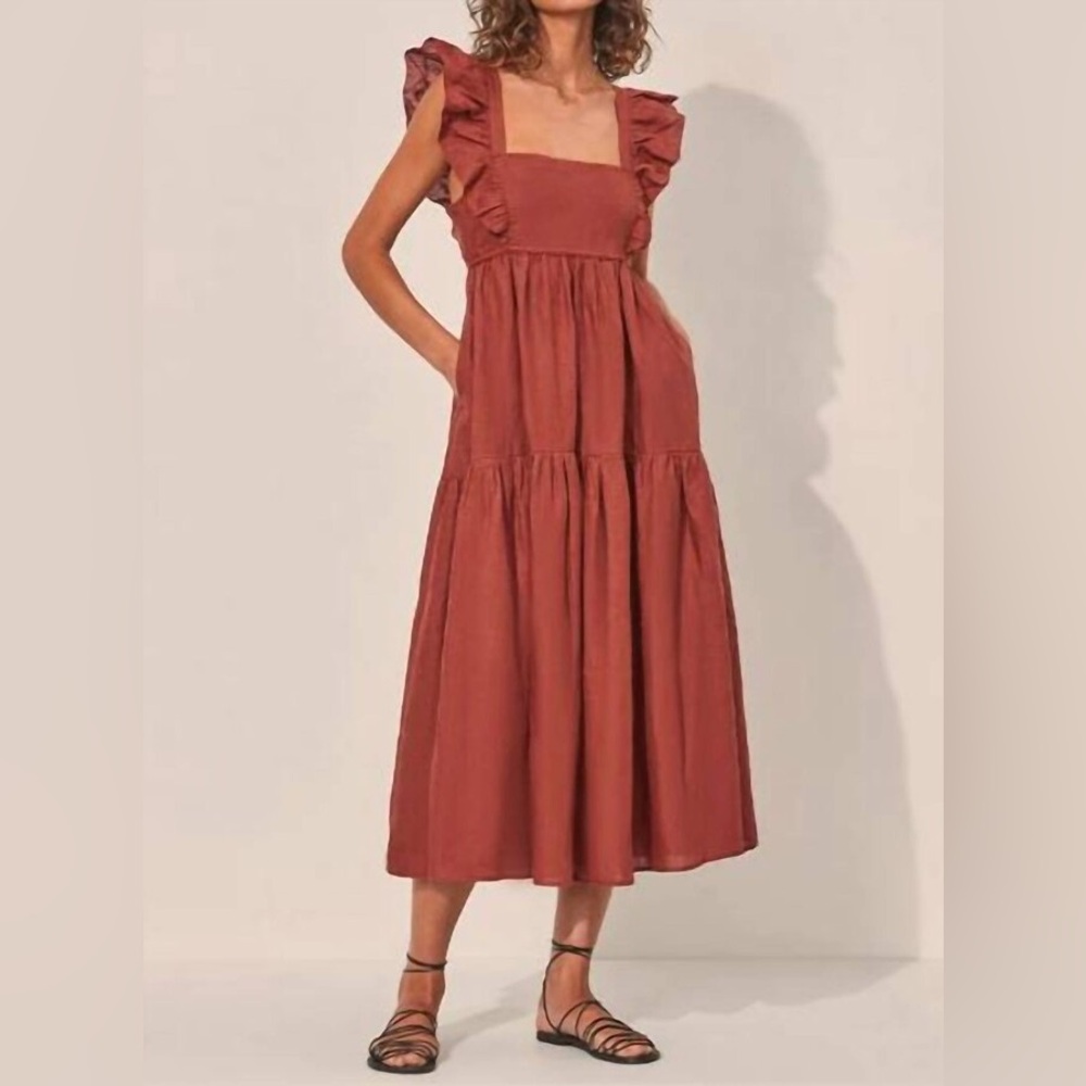 KIVARI | Clove Tie Back Maxi Dress In Rust